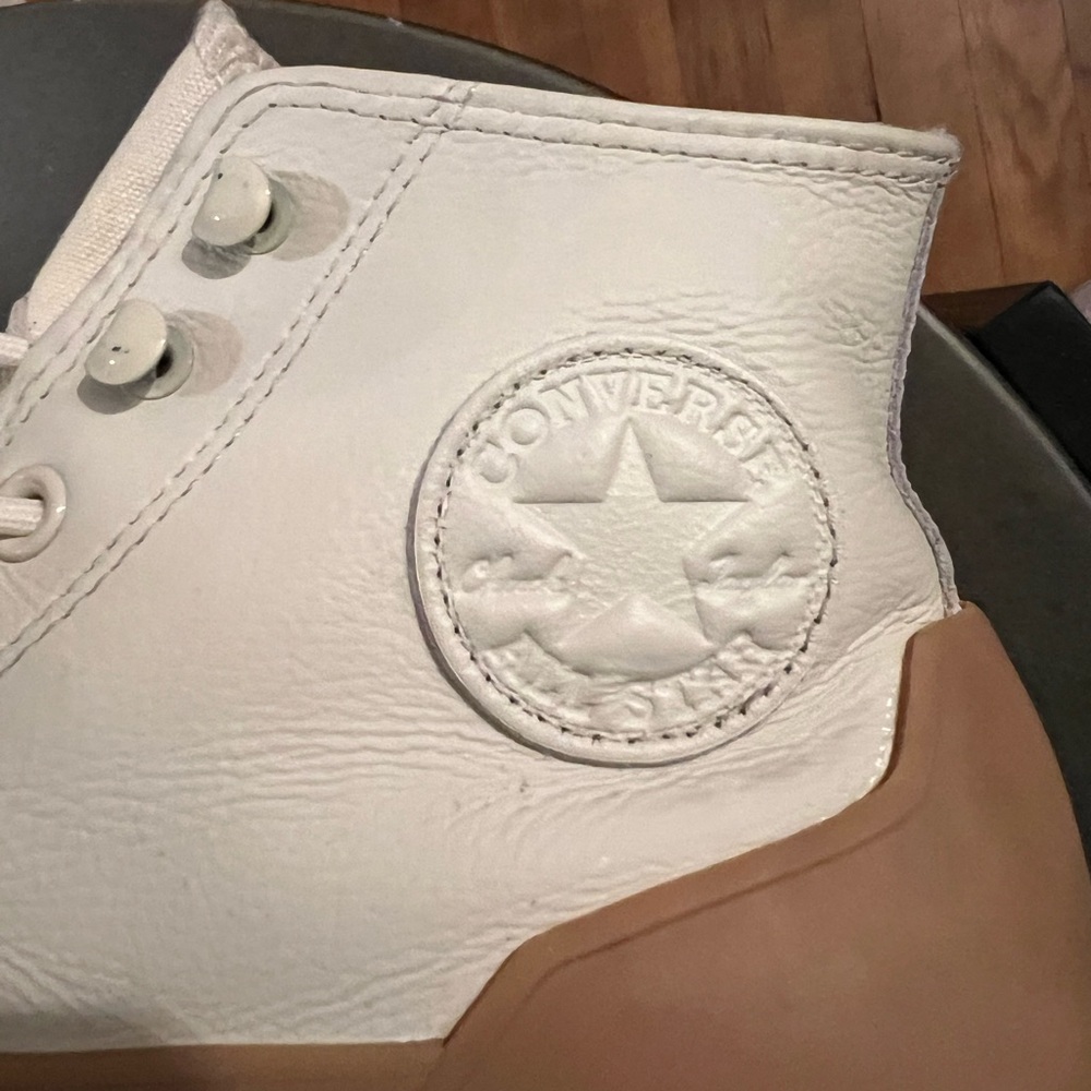 Converse Women's Cream and Tan High-Top Sneakers - Picture 8 of 10